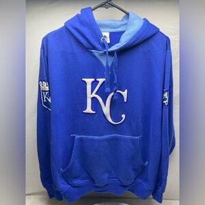 Vintage Mens Majestic Kansas City KC Royals MLB Pullover Baseball Hoodie Adult S